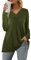 Florboom Women's Tops Casual V Neck Long Sleeve T-Shirt Swing Tunic Shirts Army Green Size 20 22