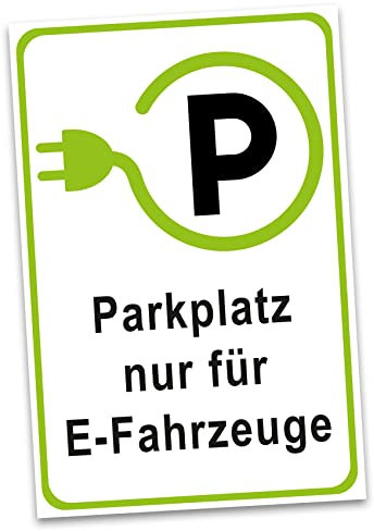 Finest Folia Hinweisschild 20x30cm Alu Verbundplatte für Zaun Tor Tür Pfosten wetterfest robustes Aluminium Schild Parkplatzschild langlebig (08 E-Ladestation hoch)