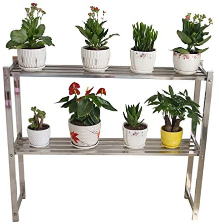 WYFZT Blumentreppe Edelstahl Tiered Pflanzenständer Pflanzentreppe Blumentopfständer Display Pots Halter Pflanzenständer Blumenbank für Indoor Outdoor Garden Terrasse Treuhhouse, Wide 30 cm