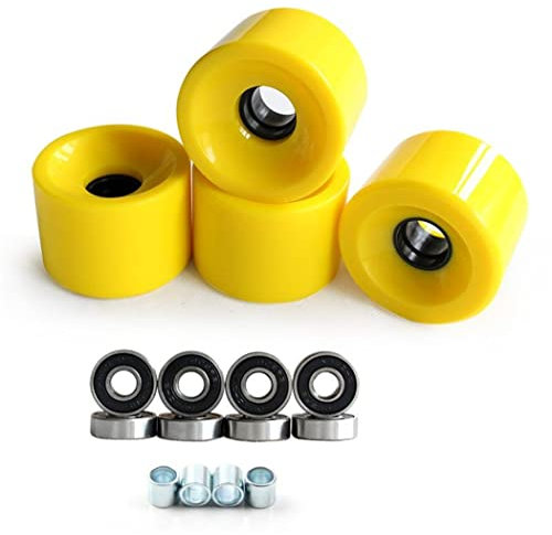 4 Skateboard-Räder mit Kugellagern, Skateboard-Rollen, Longboard-Räder für Cruiser, Teile, Werkzeugräder, 80 A, 70 mm, Gelb