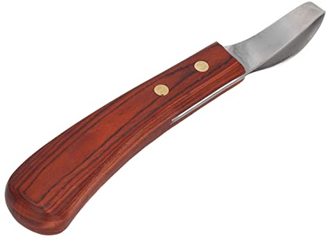 Coltello per Zoccoli a Doppio Taglio con Manico in Legno - Strumento Maniscalco di Cavalli, Forbici Ovali Ad Anello per Toelettatura Equina