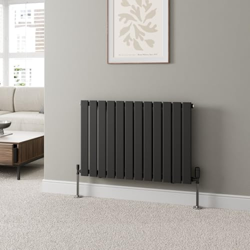 DuraTherm® 600 x 908mm Black Horizontal Designer Radiator Single Column Flat Panel Modern Central Heating Panels Bathroom Radiators