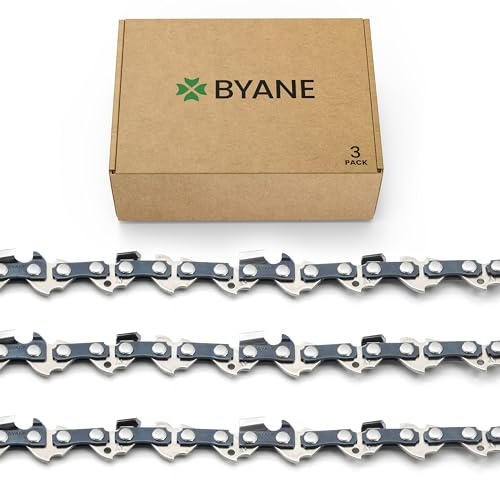 Byane 3-Pack Chainsaw Chain for 14 Inch (35 cm) Bar, 52 Links, .050 (1.3 mm) Gauge, 3/8 LP, Low-Kickback Chains Compatible with Husqvarna X-Cut S93G, Hyundai, Einhell and More
