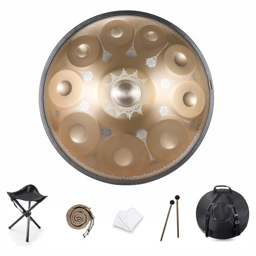 Handpan Drum D-Moll 9/10 Noten Handpan Drum 22 Zoll Handpan Drum 432HZ/440HZ Handpan Drum Schlaginstrumente for Klangheilung Persönliche Meditation Yoga(Size:10 Notes(440HZ))