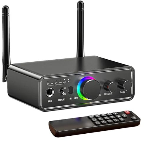 Malloy Bluetooth 5.3 Transmitter Receiver 2-In-1 Wireless Audio Adapter for TV/PC/Headphone/KTV/Home Stereo Easy to Use