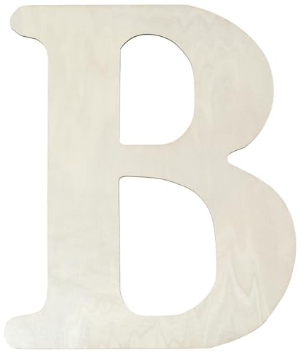 SOFPLATE Letra B de Madera Sin Terminar de 15.6 x 12.8 pulgada Letreros Recortados de Madera Palabras s Del Alfabeto Tablero MDF En Blanco Antiguo Hoja de Pieza para Cumpleaños Boda Navidad Pared Hoga
