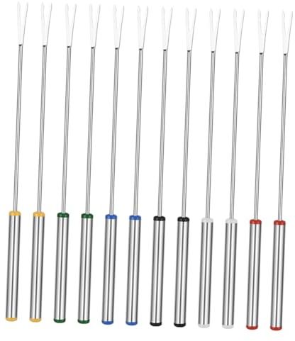 ABOOFAN Set De 12 Fourchettes à Fondue En Acier Inoxydable 24 Cm Avec Manche Isolant Thermique Fondues Au Fromage Et Guimauves Adaptées Apéritifs Desserts