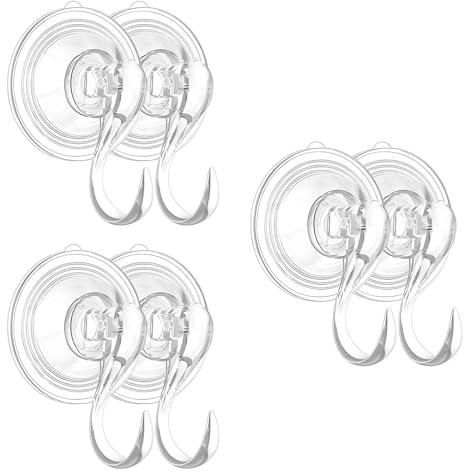 ShiningUU Heavy Duty Suction Cup Hooks 6 Pack Max 5KG Hold Industrial-Grade Suction Hooks for Bathroom, Shower, Kitchen & Windows | Reusable Plastic Multi-Purpose Suction Cups