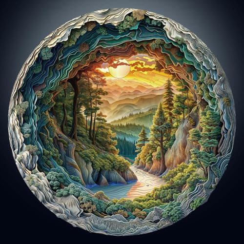 Jigsaw Puzzles for Adults, 3D Visual Cave Forest, 1000 Piece Jigsaw Puzzle
