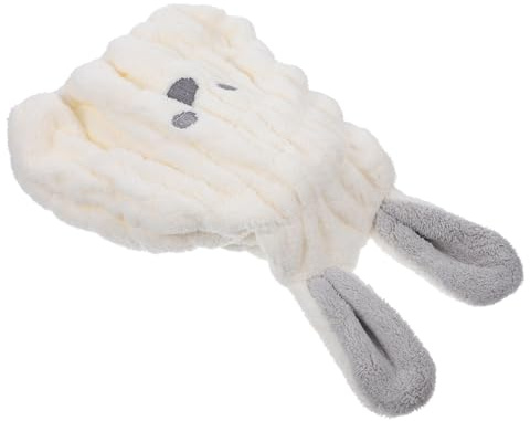 Cartoon Haartrocknungshaube für Kinder, Saugfähig, Korallenfleece, Beige | Haushalt und Reise, Ohrschutzdesign, Schnell Trocknend, mit Niedlichem Hasenmotiv