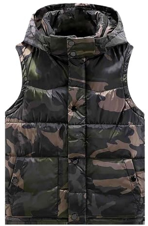 Gilet camouflage pour homme | Gilet matelassé à capuche pour homme | Gilet imprimé camouflage rétro | Haut de photographie respirant | Gilet de chasse en plein air | Manteau matelassé sans manches |