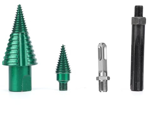 Jectse Wood Splitting Drill Bit Kit, Firewood Log Splitter Drill Bit Set with Detachable Design, with Square and 5 Pit Shank Steel Firewood Bit for Camping Home Use