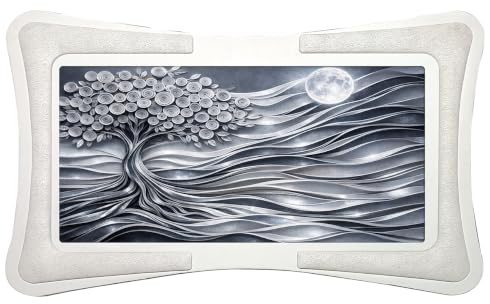 oggettando Quadro Albero della Vita Luna Argento con Cornice in Ecopelle Bianca con Inserto. Regali utili, Originali e a Prezzi Bassi (120X60, inserto Fili Perla)