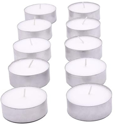 Glo-Wax Giant Tea Lights 50 Pack Maxi Candles Unscented Extra Large Long Burn Lasting up-to 10 Hour Burning Per Candle Indoor and Outdoor Tealights Quality White Wax