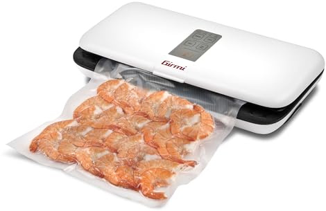 Girmi VT51 Macchina per Sottovuoto, 110 W, Forza Aspirante -600mBar, 2 Funzioni sigilla e sottovuoto, Include 10 buste, Spegnimento automatico, Bianco