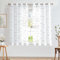 TOPICK Sheer - Tende in voile con occhielli, con foglie, ricamate, trasparenti, con occhielli, per soggiorno, camera da letto, set da 2 pezzi, colore grigio su bianco, 140 x 175 cm