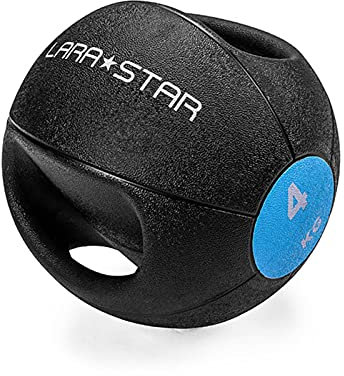 Medizinbälle Hua Doppelgriff Medizinball 4kg, Übungsball Für Beweglichkeitsbalance, Elastischer Gummiball, Schwerkraftkugel, Anti-Rutsch Und Tropfen