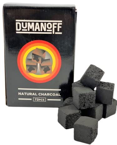 DUMANOFF - 1 Kilos Charbon Chicha de Noix de Coco Naturel - Boîte de 72 Pièces - Format Carré 25 mm