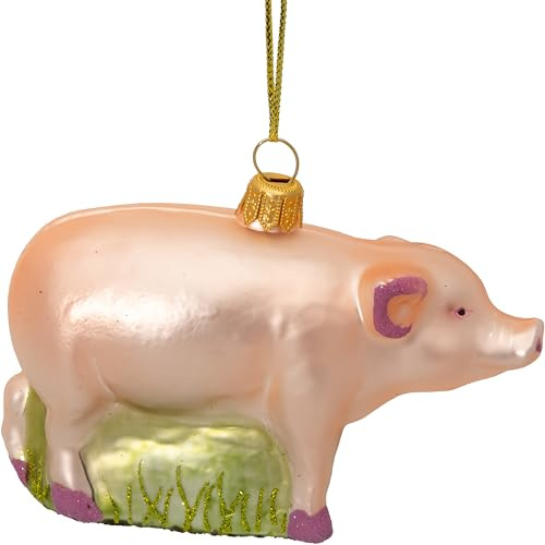 SIKORA Schwein besondere Weihnachtskugel Glas Christbaumschmuck Deko Figur Weihnachten Anhänger Ornament - Meisterstücke - BS740