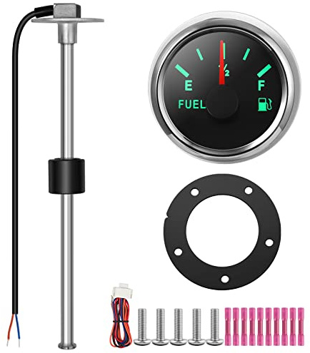 Rupse Sensor de Nivel de Combustible 0-190 ohm,Indicador de Nivel de Combustible con Medidor de Combustible,12V/24V Medidor de Nivel de Líquid para Caravanas Barcos