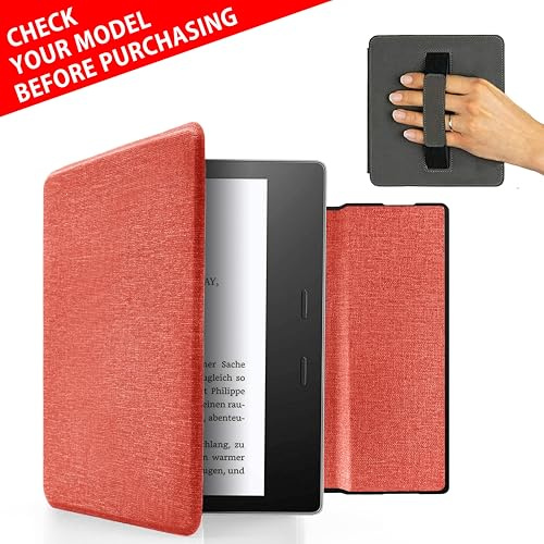 MyGadget Hülle für Kindle Oasis 10 | 9 Generation [ Modell : CW24WI | S8IN4O Release: 2019 | 2017 ] mit Handschlaufe & Auto Sleep | Wake Funktion - Flip Case in Rosa