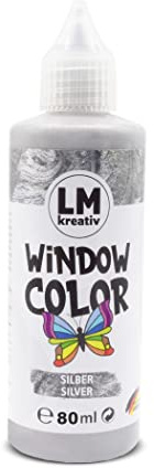 LM Window Color 80ml - Silber - Fenster-Farben zum Basteln & Malen. Für wieder abziehbare Deko Fensterbilder im Kinderzimmer, auf Flaschen, Spiegel oder Fliesen. Fensterfarben ohne Lösungsmittel