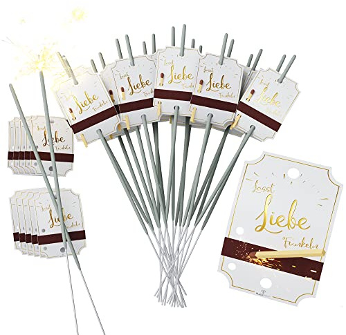 Bl4ckPrint - 20x Wunderkerzen Anhänger mit Zündstreifen | Gastgeschenk Hochzeit perfekte Hochzeitsdeko Standesamt empfang unvergessliches Hochzeitsfoto JGA Deko Geschenk Hochzeit (20x Etiketten)