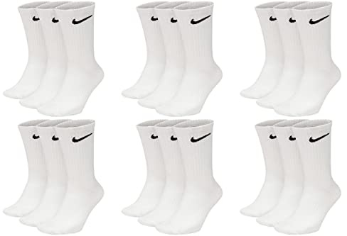 NIKE 9 Paar Everyday Lightweight Crew SX7676 Tennis Socke weiß schwarz grau, Farbe:weiß, Größe:38-42