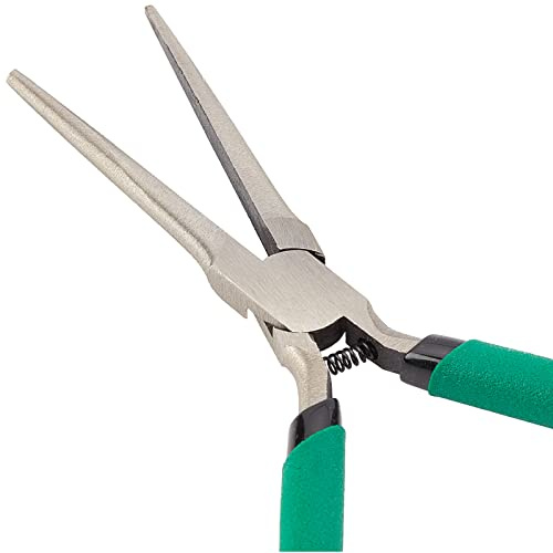 SUNNYCLUE 5.6Inch Long Needle Nose Pliers With Non Serrated Edge Mini Pliers for Jewelry Making Long Chain Nose Pliers Carbon Steel Mini Precision Pliers Wire Bending Tools for DIY Green