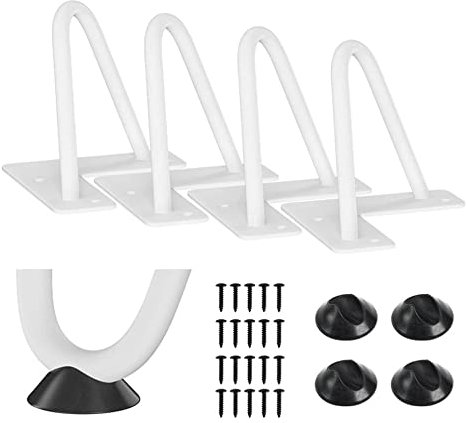 THINFAR Tischbeine aus Haarnadel, Tischbeine aus 4 Stück, Haarnadelfüße aus Stahl, DIY Tischbeine aus Metall (2 Stangen, 20 cm, weiß)