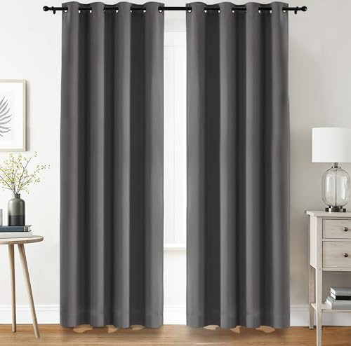 Utopia Bedding Verdunkelungsvorhänge mit Ösen thermovorhang 2er Set [140x290 cm, Grau] wärme und kälteisolierende und schalldämmende Vorhang Blickdicht für Wohnzimmer, Schlafzimmer & Büro