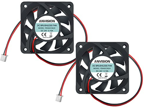 ANVISION Bürstenloser Lüfter, 60 mm x 15 mm, Gleichstrom, 24 V, Doppel-Kugellager, 2 Stück