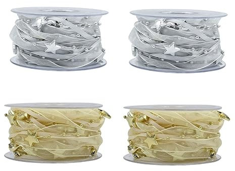 EXCEART Drahtband Christbaumschmuck 4 Rollen Feiertags-Weihnachtsband Blumenband Bulk-Band Geschenkband Dekorativer Gürtel Weihnachtsband-Lieferanten Bänder Weihnachtsbaumdekoration