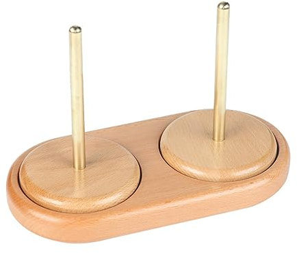 RoseFlower Doppelt Garnhalter-Ständer, Garnkugelhalter aus natürlichem Eichenholz, Spindeln, wirbelnder Garnhalter zum Häkeln, Geschenk für ältere Frauen – 9.2 * 6.1Zoll