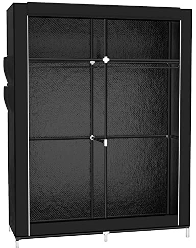 HUOLE Kleiderschrank Faltschrank Wäscheschrank Schrank Kleidung Speicherorganisator Canvas -108 * 45 * 170cm-schwarz
