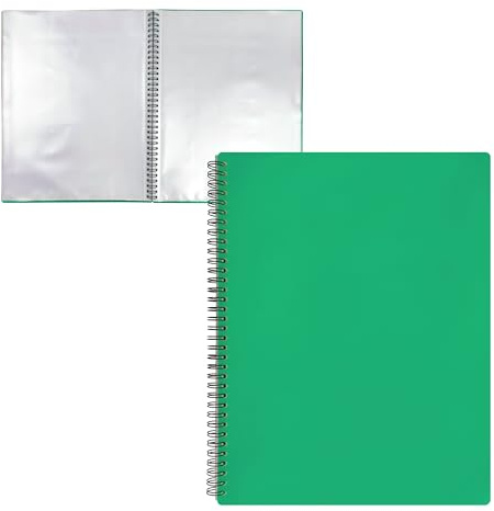 RAYLU PAPER - Ordnermappe mit transparenten A4-Kunststoffhüllen und robustem, undurchsichtigem Polypropylen-Einband, Dokumentenmappe mit Hüllen für Schule und Büro (30 Hüllen, Grün)