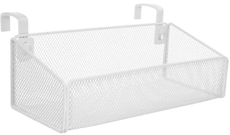 HOOTNEE Cesta Colgante De Almacenamiento De Metal Pequeña Blanca Con Gancho De 4.6 Cm, Organizador Resistente Para Dormitorio y Oficina, Uso Multipropósito Cama, Apartamento y Residencia Estudiantil