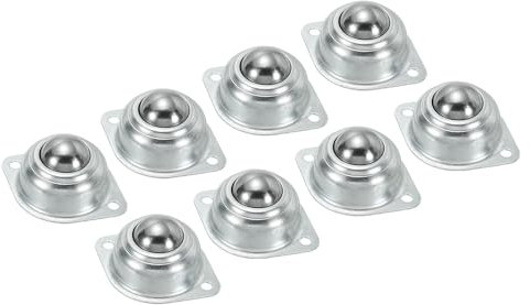 PATIKIL Roller Ball Transfer Bearing 1, 8 Pack Load 77lbs Flange Mounted Carbon Steel Rotation Caster Unit for Conveyor Roller Stand Transmission