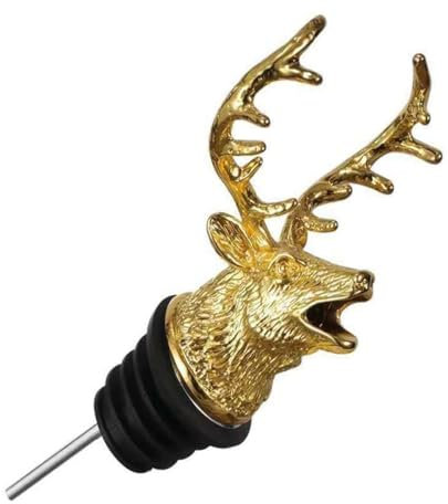 Versatore per Vino Testa di Cervo Versatore Liquore in Acciaio Inossidabile Aeratore per Vino con Testa di Cervo,Bottiglie Vino Acciaio Wine Pourer Argento Strumenti da Bar, per Cocktail Liquore.