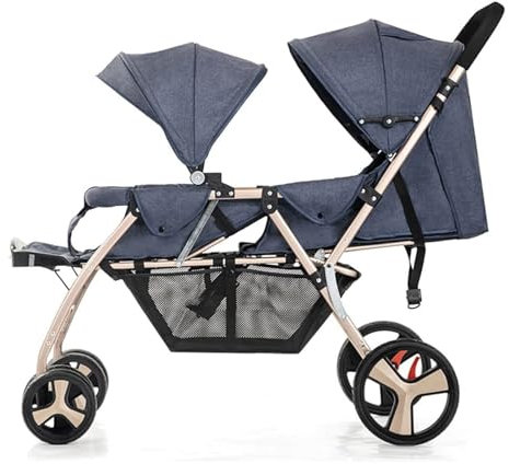 Lyxig dubbelvagn Justerbar Tandemvagnar med hög vy Stötdämpande fjädervagn Barnvagn i metall
