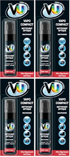 VU Classique – Vaporisateur (20mL) – Nettoyant Optique spray vapo Compact – Nettoyant Multi usages lunettes écrans (Lot de 4)