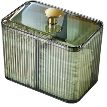 Nexoria Contenedor de bastoncillos de algodón, dispensador de almohadillas de algodón transparente, soporte para bastoncillos de algodón con tapa, almacenamiento de varillas de algodón acrílico,