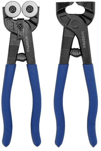 WISEPRO 2 Pcs Mosaic Tools Set, Heavy Duty Wheeled Glass Mosaic Nipper and Tile Cutter Pliers, Tile Nippers for Cutting Ceramic Stained Glass DIY Tile Mosaic
