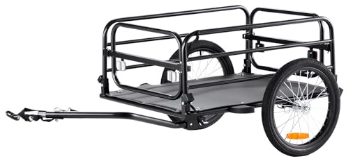 VEVOR Fahrradanhänger 72kg Tragkraft Transportanhänger faltbar und kompakt verstaubar Schnellverschluss mit Universalkupplung 40,6cm Räder sichere Reflektoren passend für 558,8-711,2mm große Fahrräder
