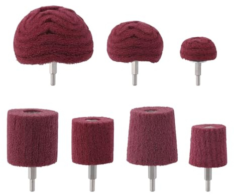 QWORK® 7-tlg Schleifkopf Polieraufsatz für Bohrmaschine, 240er-Körnung, 6mm Griff, zum Polieren von Metall und Holz