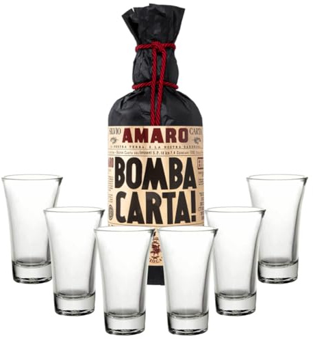 Bomba Carta Amaro da Erbe Spontanee Sarde Silvio Carta 33% vol 700ML con 6 bicchierini
