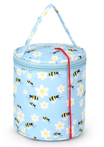 Aeelike Klein Stricktasche Wolle Tasche für Garn, Mini Handarbeitstasche Aufbewahrungstasche für Wolle, Zubehör, Häkelnadel, Kurze Stricknadeln Aufbewahrung, Praktisch Wolltasche Garntasche, Blau