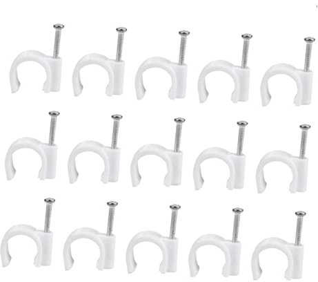 SEWOART Morsetto in Pvc 16 Mm Chiodo in Acciaio Supporto Fisso a Parete Clip Per Cavi Elettrici Fissaggio Tubi Pex Set Da 100 Pezzi Per Cablaggio Interno