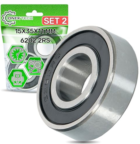 2 x Universal Kugellager 6202 2RS 15x35x11mm aus Starkem Stahl - ONIX TECH