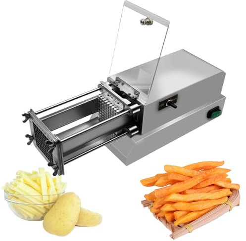 WHYYDSS Cortador eléctrico de Patatas Fritas, Cortador eléctrico de Patatas Fritas, Cortador de Patatas Fritas, Cortador de Patatas Fritas, Cortador Profesional de Patatas para Zanahorias,Silver